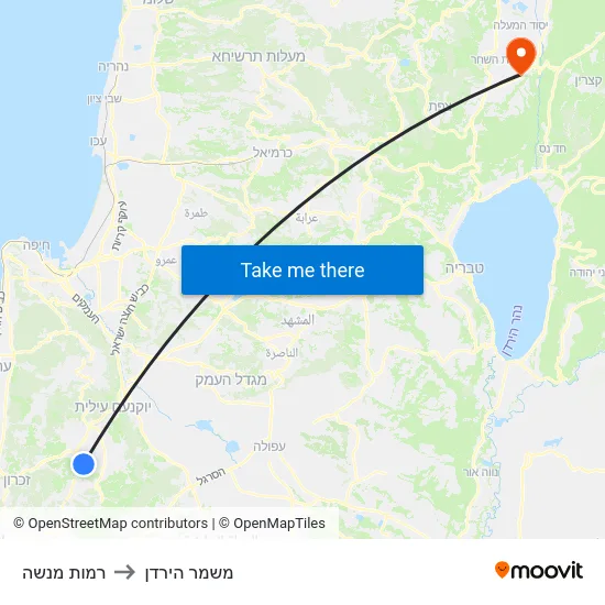 רמות מנשה to משמר הירדן map