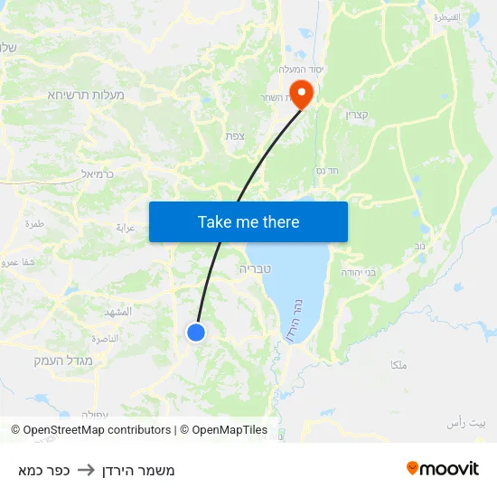 כפר כמא to משמר הירדן map