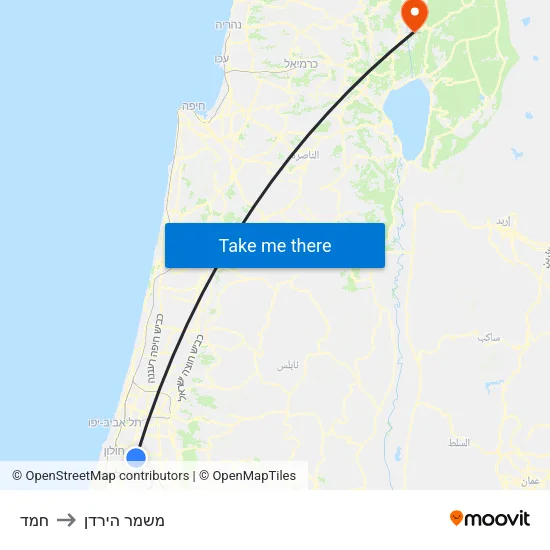 חמד to משמר הירדן map