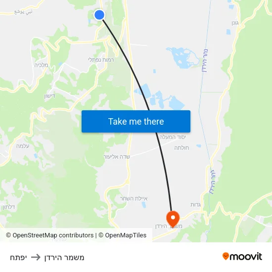 יפתח to משמר הירדן map