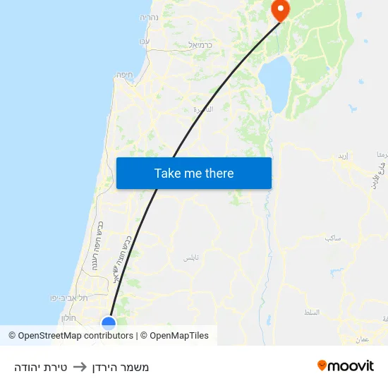 טירת יהודה to משמר הירדן map