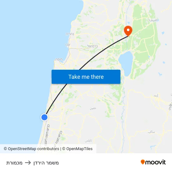 מכמורת to משמר הירדן map