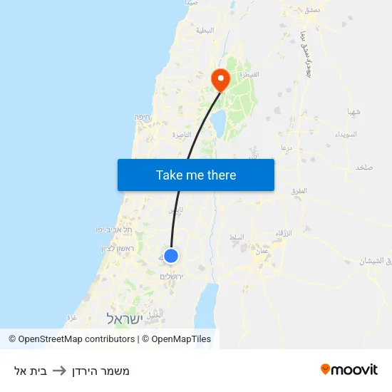 בית אל to משמר הירדן map