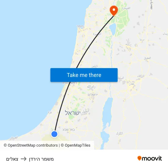 צאלים to משמר הירדן map