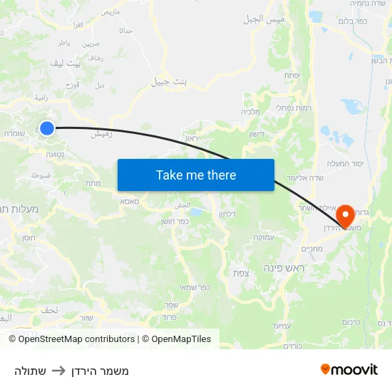 שתולה to משמר הירדן map