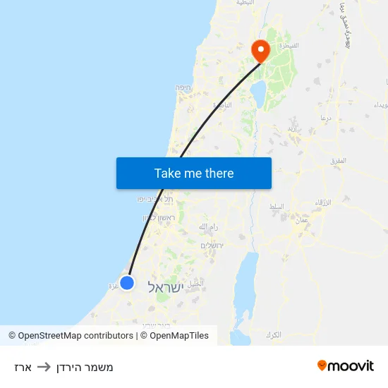 ארז to משמר הירדן map