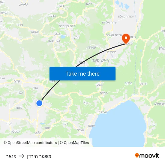 מגאר to משמר הירדן map