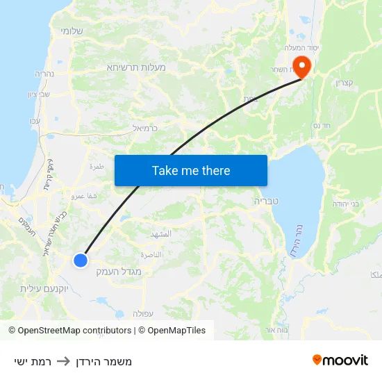 רמת ישי to משמר הירדן map