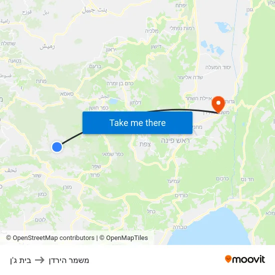 בית ג'ן to משמר הירדן map