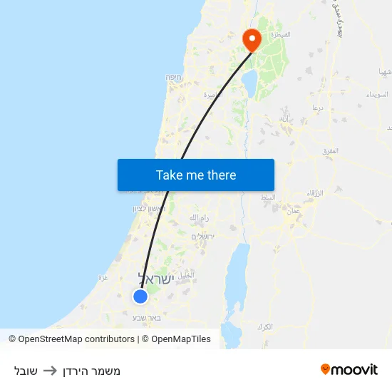 שובל to משמר הירדן map