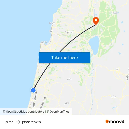 בת חן to משמר הירדן map