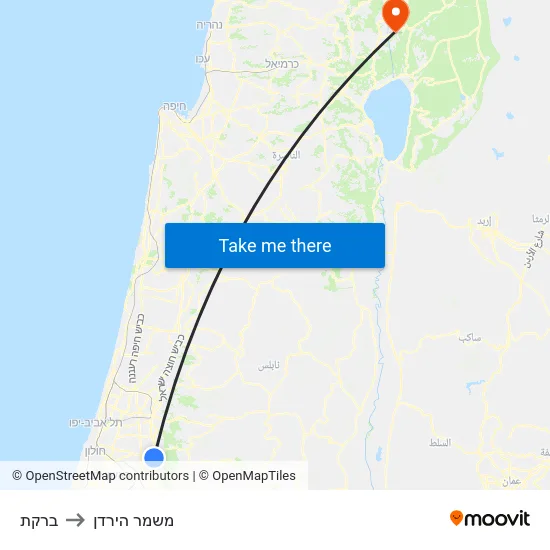 ברקת to משמר הירדן map