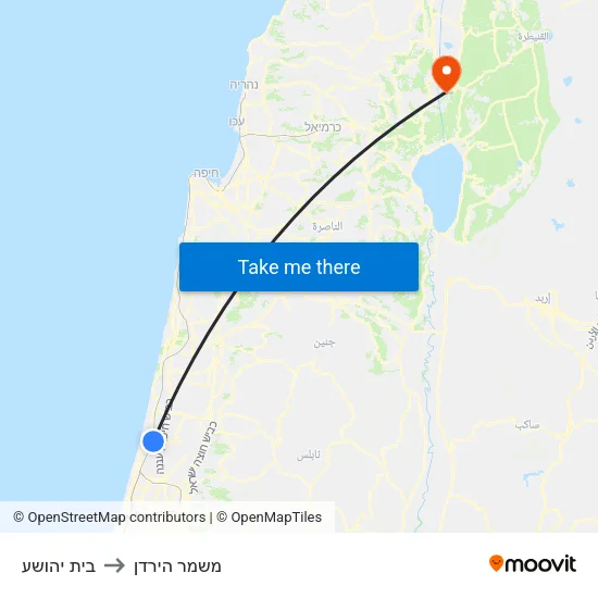 בית יהושע to משמר הירדן map
