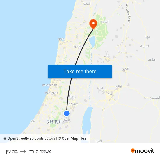 בת עין to משמר הירדן map