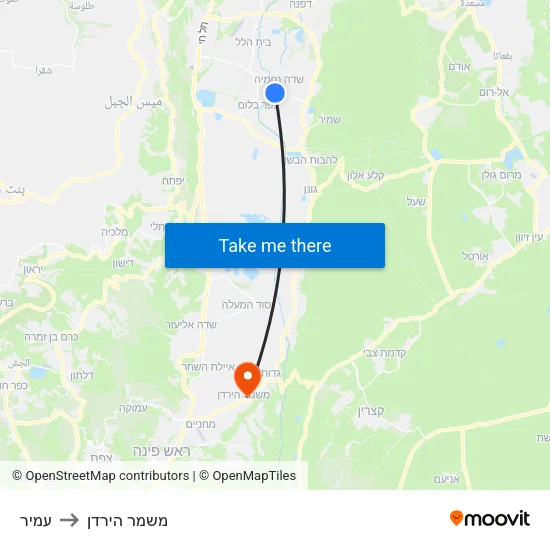 עמיר to משמר הירדן map