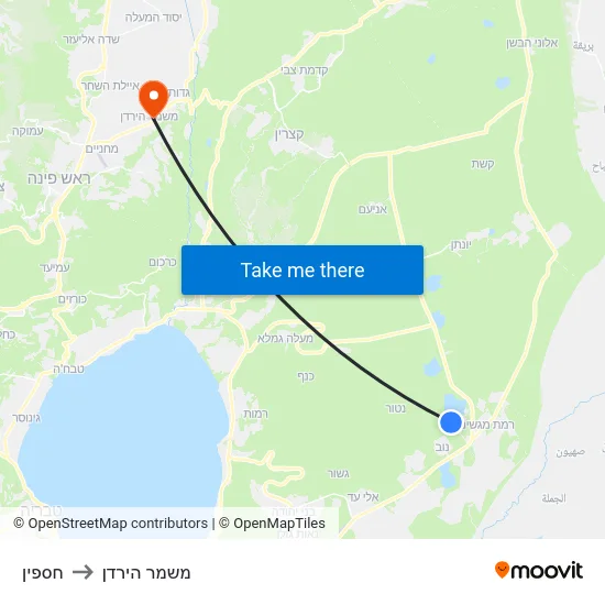 חספין to משמר הירדן map