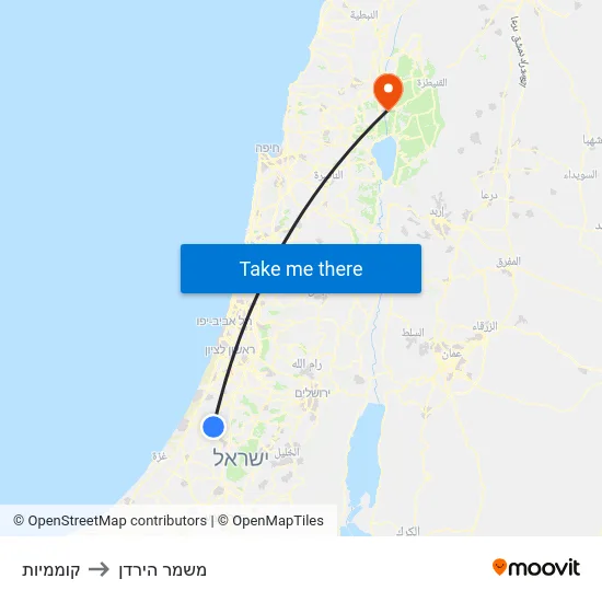 קוממיות to משמר הירדן map