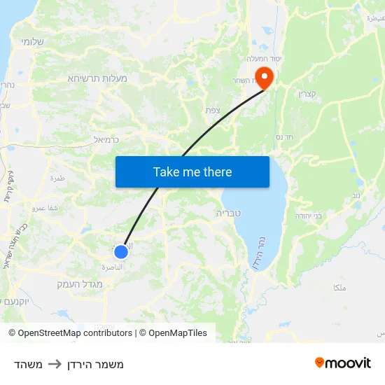 משהד to משמר הירדן map