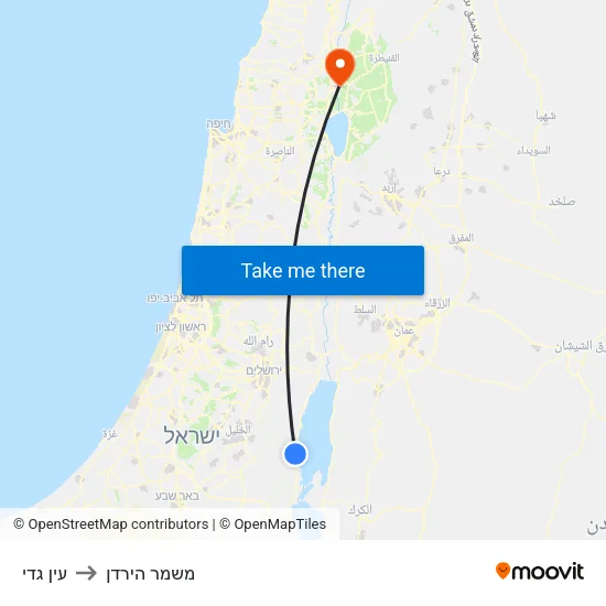 עין גדי to משמר הירדן map