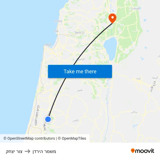 צור יצחק to משמר הירדן map