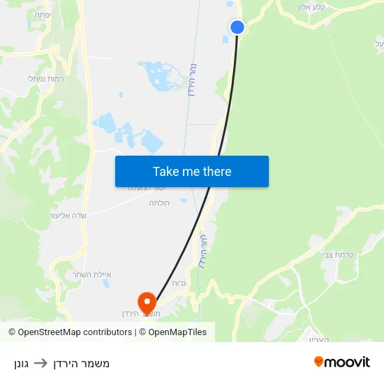 גונן to משמר הירדן map