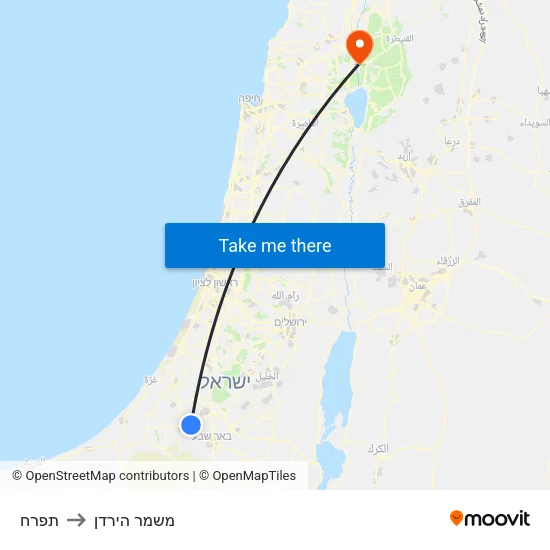 תפרח to משמר הירדן map