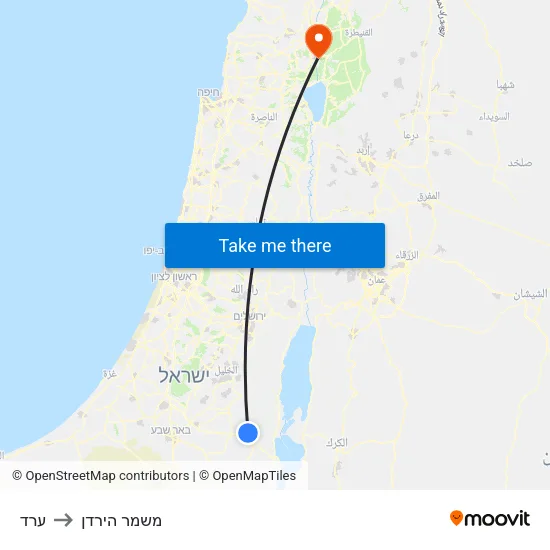 ערד to משמר הירדן map