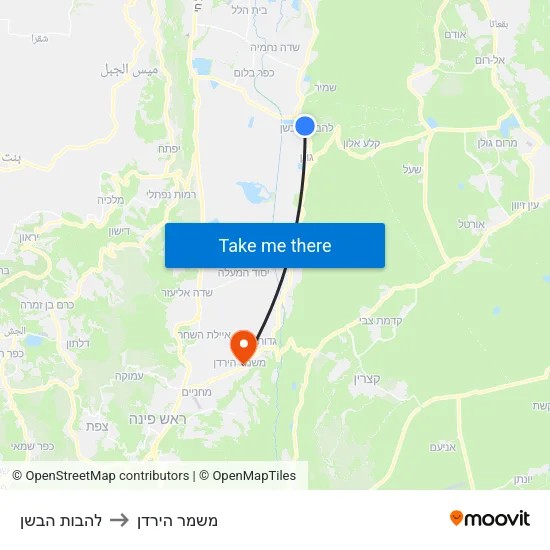 להבות הבשן to משמר הירדן map