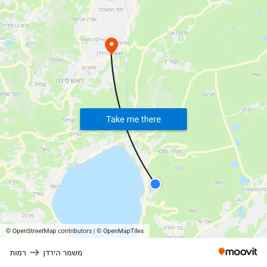 רמות to משמר הירדן map