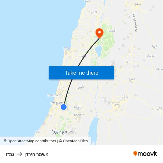 גמזו to משמר הירדן map