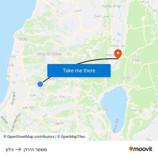 גילון to משמר הירדן map