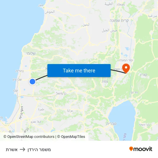 אשרת to משמר הירדן map