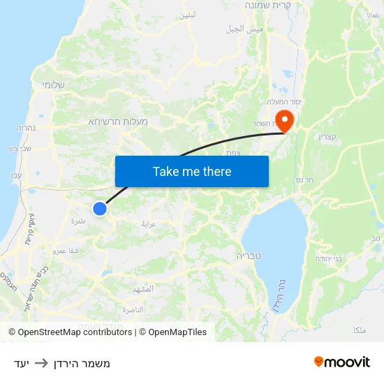 יעד to משמר הירדן map