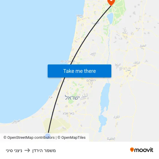 ניצני סיני to משמר הירדן map