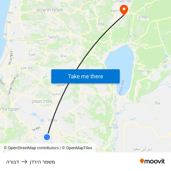 דבורה to משמר הירדן map
