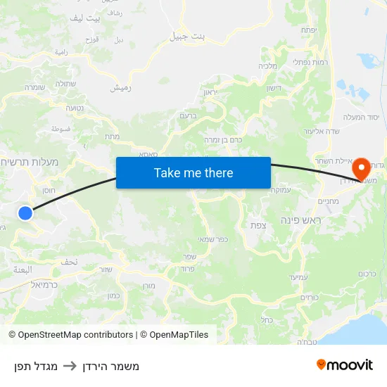 מגדל תפן to משמר הירדן map
