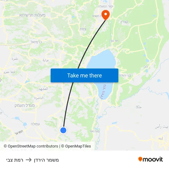 רמת צבי to משמר הירדן map