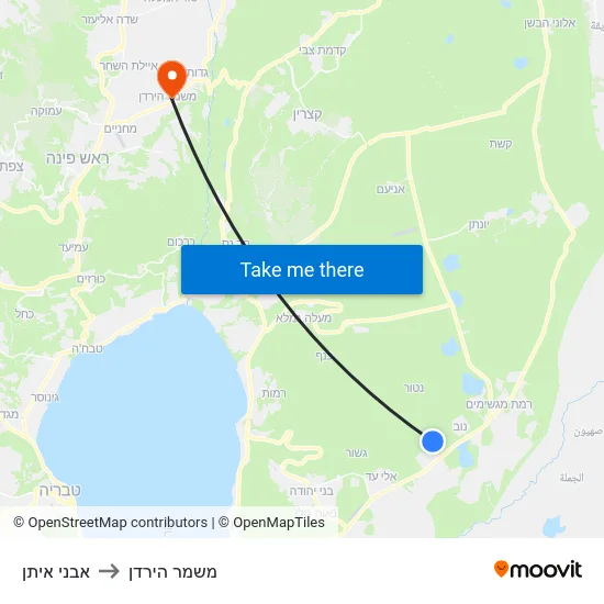 אבני איתן to משמר הירדן map