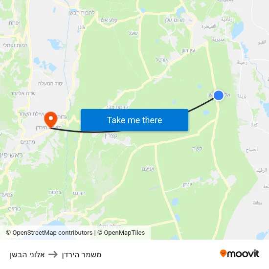 אלוני הבשן to משמר הירדן map