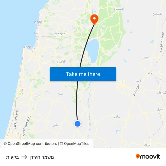 בקעות to משמר הירדן map