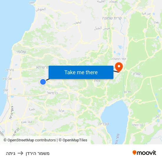גיתה to משמר הירדן map
