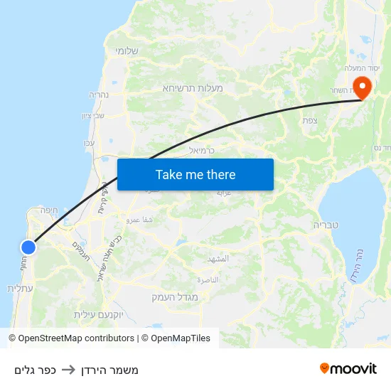 כפר גלים to משמר הירדן map