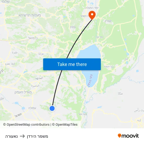 נאעורה to משמר הירדן map