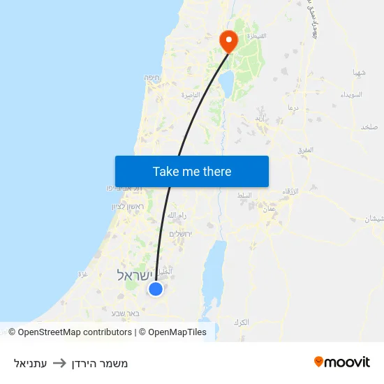 עתניאל to משמר הירדן map