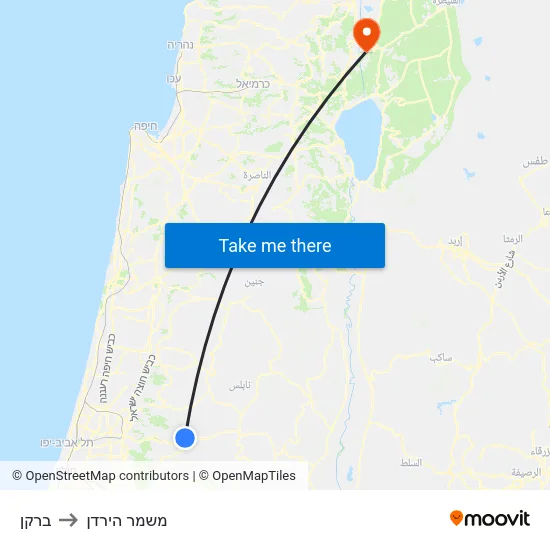 ברקן to משמר הירדן map