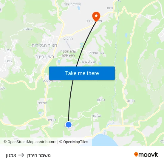 אמנון to משמר הירדן map