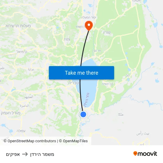 אפיקים to משמר הירדן map