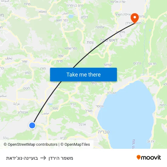 בועיינה-נוג'ידאת to משמר הירדן map