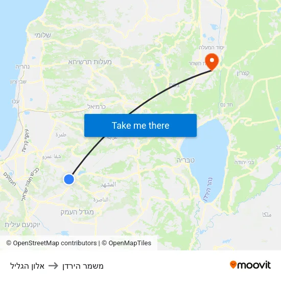 אלון הגליל to משמר הירדן map
