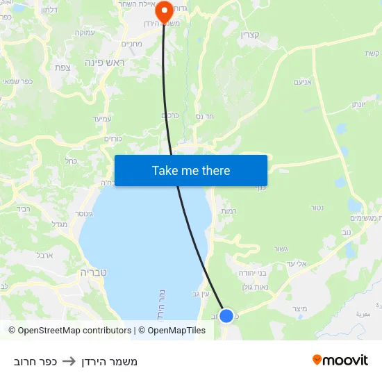 כפר חרוב to משמר הירדן map